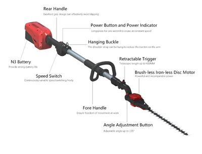 HL55 Hekksaks med uttrekkbar batteri / stangtrimmer med lang rekkevidde